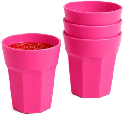 Plasticforte onbreekbaar drinkglas - 4x - kunststof - roze - 360 ml - drinkglazen - lichtgewicht - 9 x 10 cm - stapelbaar