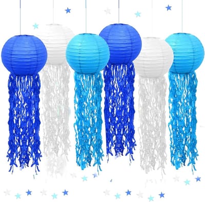 Feestelijke Verjaardagsdecoratie met 6 Stuks Papieren Lantaarns, Oceaan Thema, Party Versieringen en Kamerversiering