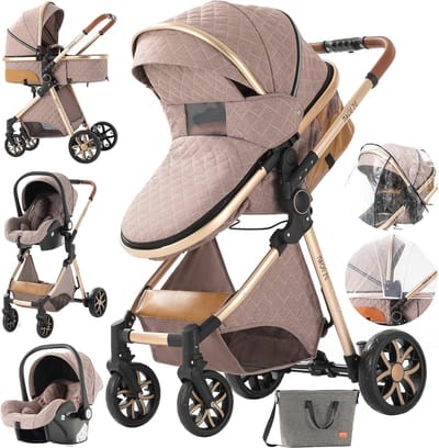 3-in-1 Kinderwagen voor Pasgeborenen - Opvouwbaar Reissysteem met Verstelbare Functies