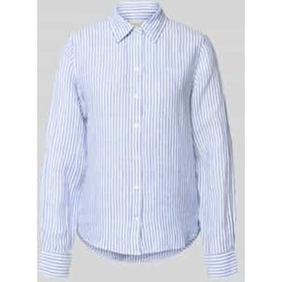 regular fit linnen blouse met overhemdkraag en labelstitching