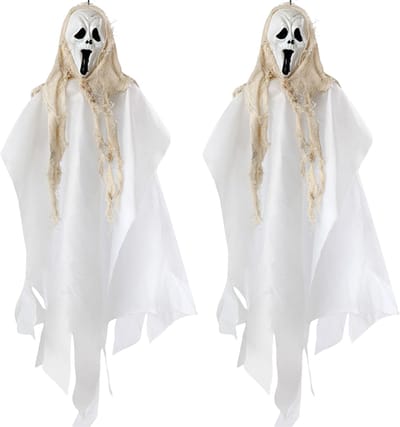 Halloween/horror thema hang decoratie spook - 2x - enge/griezelige pop - 60 cm - poppen - versiering