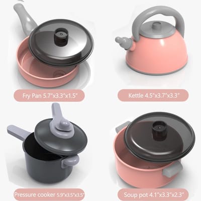 Kraftverdia - 61-delige set speelgoedaccessoires voor kinderen - speelkeuken met BBQ-kookset - Met potten en pannen, kookgerei, speelgoedgroenten etc - voor meisjes en jongens - Groen