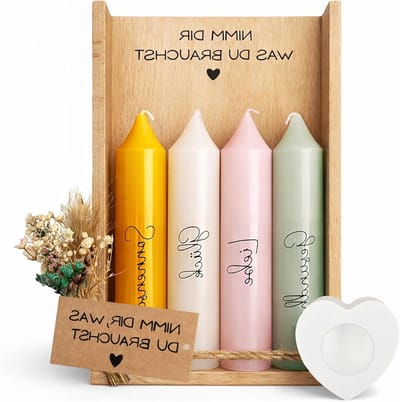 Decoratieve Kaarsenhouder Set, Handgemaakt Cadeau voor Verjaardag, Voor Vrouwen, Vriendin en Zus, Kleurrijk en Uniek Geschenk (Groen, Roze, Geel, Wit)