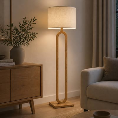 Elobra Vloerlamp Patagonia, licht eiken/naturel, hoogte 160 cm, hout/stof