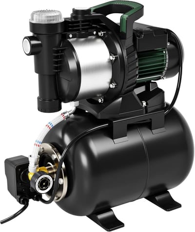 Huiswaterinstallatie - Waterpomp Automaat - Tuin Sproeien - Roestvrij Staal - 5000 l/u - Groen Zilver