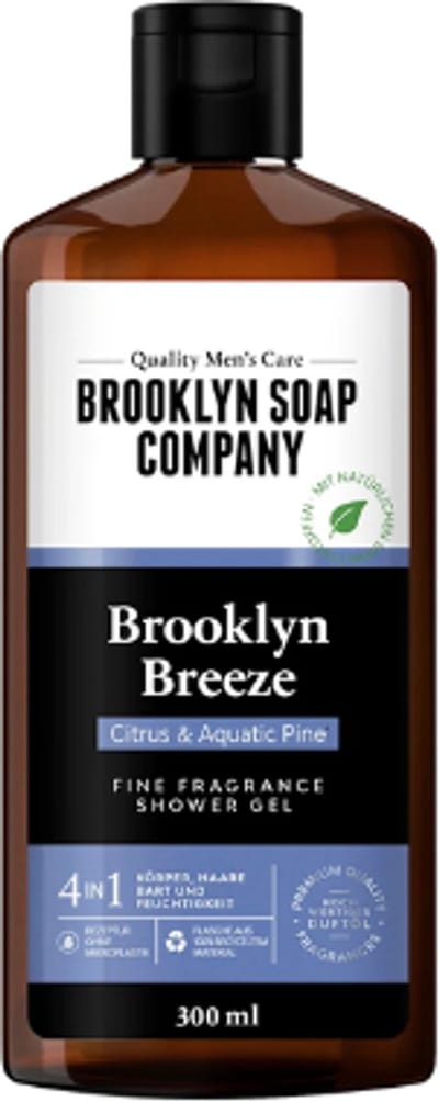 Brooklyn Soap Company - 4in1 Showergel Brooklyn Breeze - Citrus & Aquatic Pine | 1x 300ml - Douchegel - Een moderne interpretatie van mannelijke sensualiteit