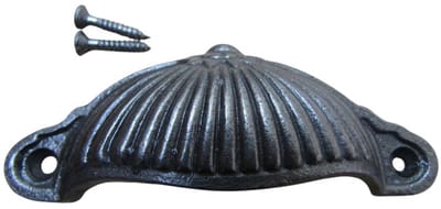 Ridged Cup Pull Handle Antique Iron