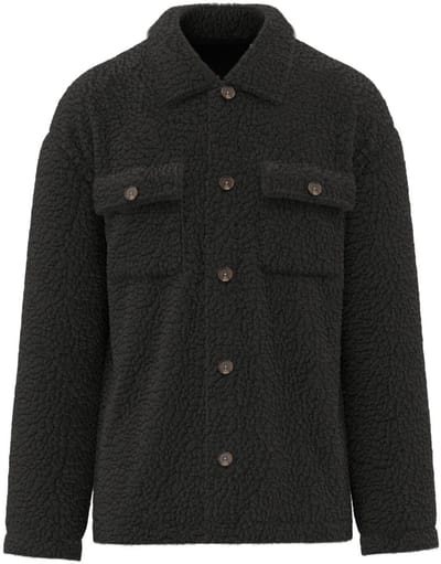 Spasso Uniseks sherpa-overshirt met afhangende schouders SP508 - Black - 3XL
