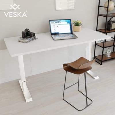 FlexDesk Ultra Prime Elektrisch Zit-Sta Bureau 140x70 cm – Touchscreen, Memory Functie (4 Posities), Extra Sterk 120 kg Draagvermogen, Verstelbaar 71–120 cm – Wit/Wit