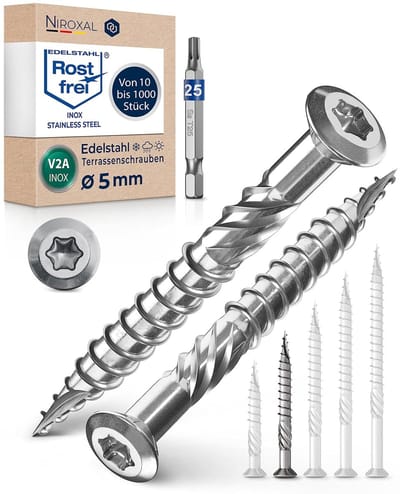 Lenskop Schroeven - Houtschroeven RVS - Duurzaam Verbindingen Maken - Corrosiebestendig V2A - 5x50mm 250 Stuks - Zilverkleurig