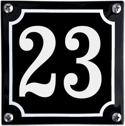 Zwart emaille huisnummer  - 23