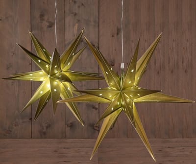 Verlichte 3D kerststerren - set 2x st - goud - 35 en 60 cm - kunststof