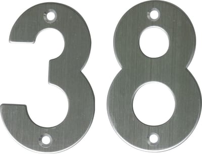 AMIG Huisnummer 38 - massief Inox RVS - 10cm - incl. bijpassende schroeven - zilver