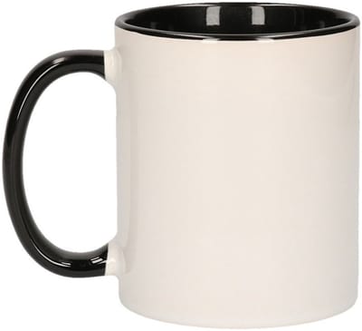 Koffiemok / thee beker - 4x - 300 ml - Wit/zwart - Cadeau mokken - keramiek