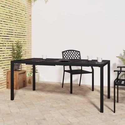 Tuintafel Staal - Terrastafel Buiten - Buiten Eten - Robuust Rasterdesign - 165x80x72 cm - Antraciet