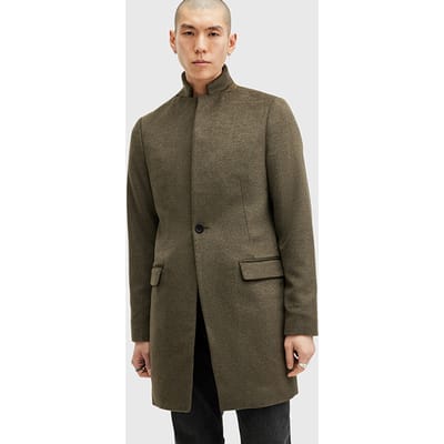 AllSaints Hargrove Coat Neo Green Marl Größe: 42 | Einreihige Mäntel Outlet | Herren | Grün