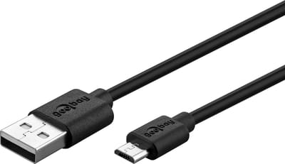 Goobay Fast Charging USB naar USB Micro B kabel - tot 2,5A - USB2.0 / zwart - 1 meter