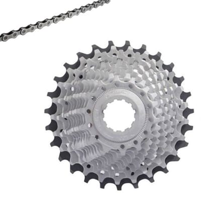 XLC 11 speed 11-30T Cassette set inclusief 11s 116l ketting voor Shimano/Sram - ZWART / zilver