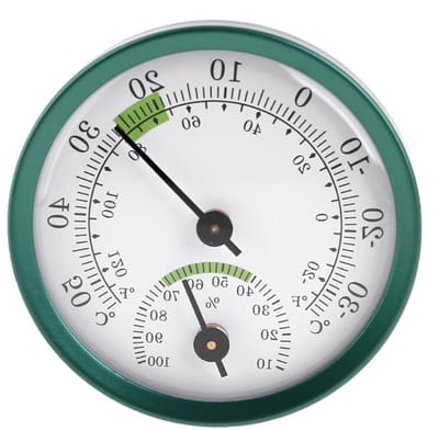 Hygrometer Luchtvochtigheid - Buiten thermometer - Binnen en buiten - Batterijloos mechanisch - 85 x 6 x 16 cm - Groen