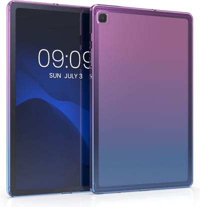 kwmobile hoes geschikt voor Samsung Galaxy Tab S6 Lite (2024/2022/2020) - siliconen beschermhoes voor tablet - Tweekleurig design - paars / blauw / transparant
