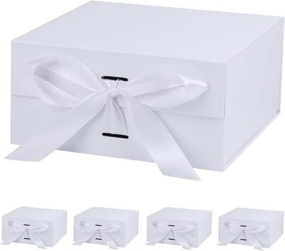 Cadeaudoos met deksel - Verpakking doos geschenken - Feestelijke presentatie - Magnetische sluiting stevig - 20x20x10 cm - Wit