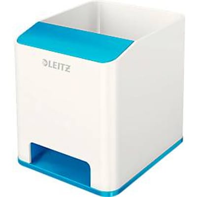 Pennenhouder Leitz WOW Sound, 1 vak, smartphonevak met geluidsversterking, wit/blauw