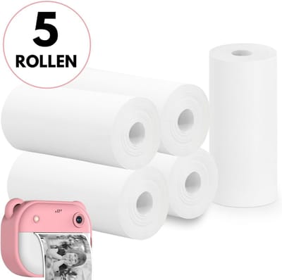 Boncy® 5-pack Rollen Printerrollen voor Digitale Kindercamera met Foto Printer - Instant Print Kinder Camera - Fototoestel voor Kinderen Jongens & Meisjes - Digitaal Kindercamera's Speelgoed - Fotoprinter Speelgoedcamera Pocket Roze