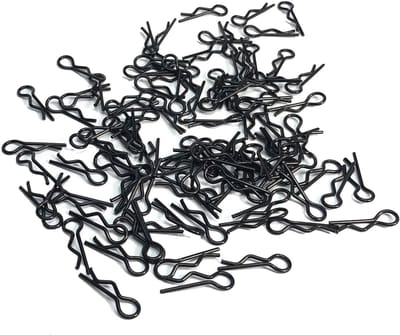 100 stuks zwarte universele RC auto-carrosseriebevestigingsspelden R-type clips compatibel met 1/8 1/10 1/16 schaal Redcat HPI Himoto HSP ExceedRC auto vrachtwagen buggy (voor 1/16)