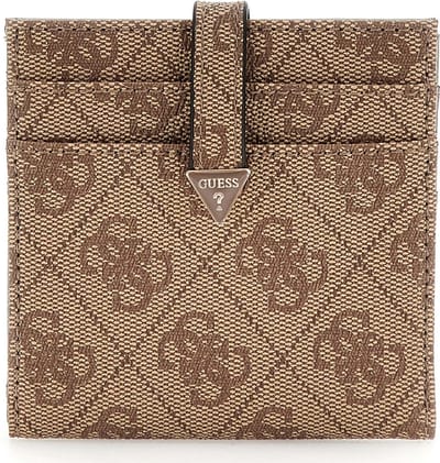 GUESS Kaarthouder Eco Erica Tab Card Case Latte Logo Lichtbruin