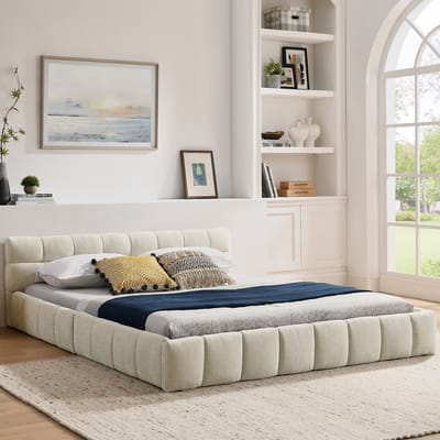DESMIU Slaapbank 132 x 129 x 93 cm - 2-in-1 Zitbank En Bed Met Opberghocker - Voor Woonkamer En Slaapkamer - Eucalyptushout - Roze
