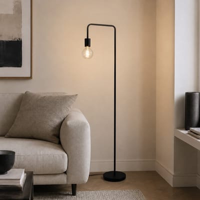 Olucia - CARLOS - Vloerlamp - Zwart - Vorm: Rechthoek