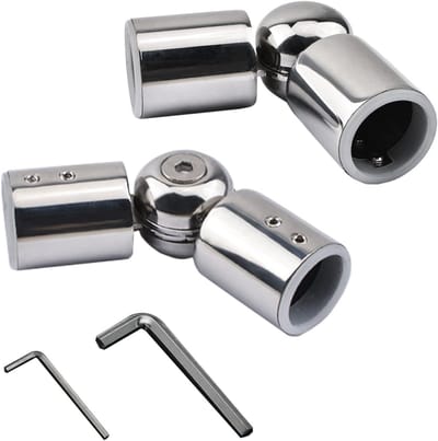 Verstelbare Hoekconnector - Roede Verbinding - Gordijnroede Ophangen - 90 tot 180 graden verstelbaar - Voor 2.5cm Roede - Zilver