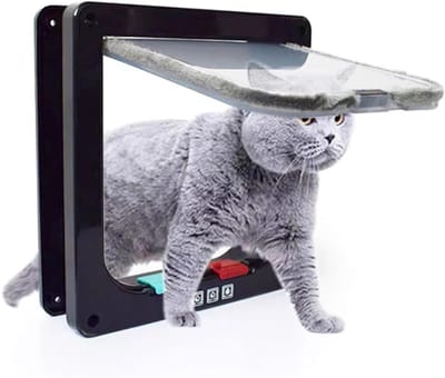 YOR® Kattenluik - Kattenluiken voor Grote & Kleine katten – Klapdeur Met Tunnel - Kattenluikje - Kattendeur - Wit - Magnetische sluiting - Waterdicht - Binnen & Buiten deuren - Zwart - 19cm x 20cm x 6cm