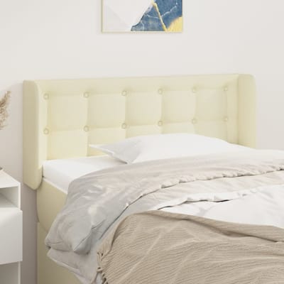 vidaXL Hoofdbord met randen 93x16x78/88 cm kunstleer crèmekleurig