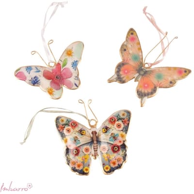 Imbarro - Decoratie Hangers - Hangers - Metaal - Vlinders - Butterfly - Set van 3 - 10x10cm