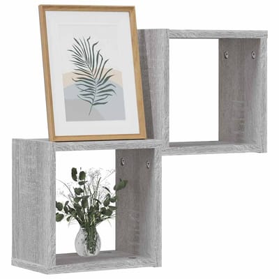 vidaXL - Wandplanken - 2 - st - Grijs - Sonoma - 26 - x - 15 - x - 26 - cm - Bewerkt - hout