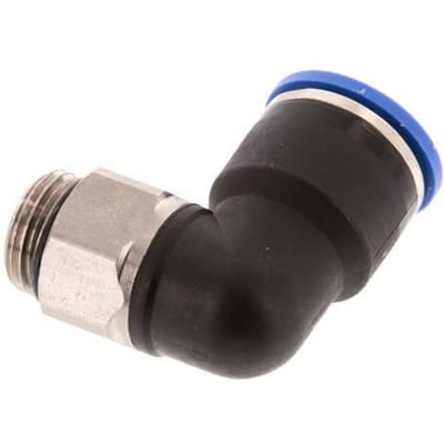14mm x G3/8'' 90 graden L-verbinding Messing/PA 66 Insteekfitting Buitendraad Kort Draaibaar NBR
