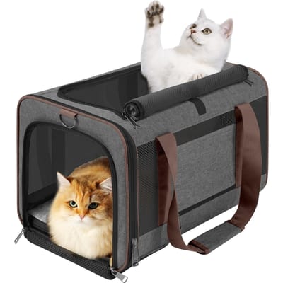 Kattenhonden Draagtas voor Grote Kat 20 tot 25 pond, Zachtzijdige Huisdier Auto Reis Draagtas 15 Pond Puppy, Bovenkant Open Transportkennel