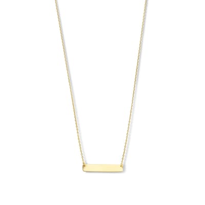 New Bling 9NBG-0246 Gouden Ketting - Dames - Vaste Hanger - Plaatje - 16 x 3,2 mm - Ankerschakel - 38 + 2,5 + 2,5 cm 14 Karaat - Goud