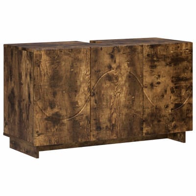 vidaXL - Badkamerkast - set - 3 - st - Gerookt - eiken - Bewerkt - hout