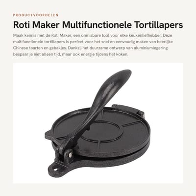 Dailygoods- Tortillapers 20 cm - Duurzaam Aluminium - Multifunctioneel - Veilig en Hygiënisch - Efficiënt Gereedschap - Voor Chinese Taarten - Deegroller
