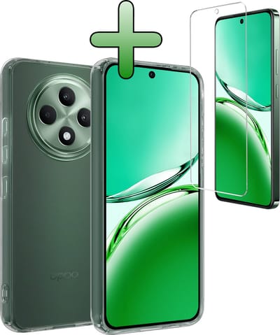 Hoesje Met Screenprotector - Geschikt voor Oppo Reno 12 F - Sterk & Shockproof - Back Cover - Siliconen Case - Telefoon Hoes - Transparant