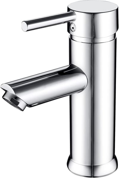 Badkamerkraan, eengreeps mengkraan Geschikt voor de badkamer, moderne wastafelkraan, geluidsarme keramische ventielkern, verchroomd.
