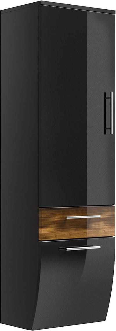 Badkamer kolomkast Milan Antraciet - Walnoot - Breedte 40 cm - Hoogte 134.5 cm - Diepte 30 cm