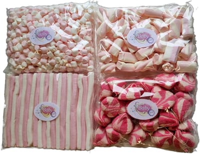 spekken-feest pakket roze 1000 gram voor babyshower, geboorte, kraamfeest, doop, snoeppakket spekken