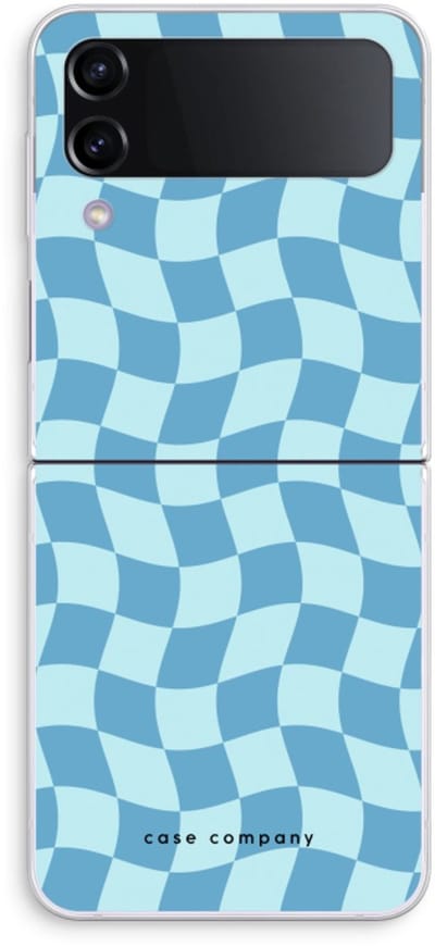 Case Company® - Hoesje geschikt voor Samsung Galaxy Z Flip4 hoesje - Grid Blauw - Soft Cover Telefoonhoesje - Bescherming aan alle Kanten en Schermrand