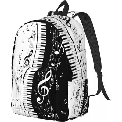 Esthetische Pianotas Muzieknoten Rugzak Unisex Schoolleerling Piano's Muziek Pianist Boekentassen Jongen Meisje Canvas Dagrugzak Cadeau 40x30x14 cm white