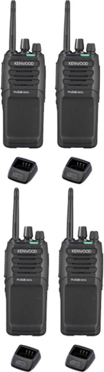 Set van 4 Kenwood TK-3701D IP55 Portofoon met tafellader