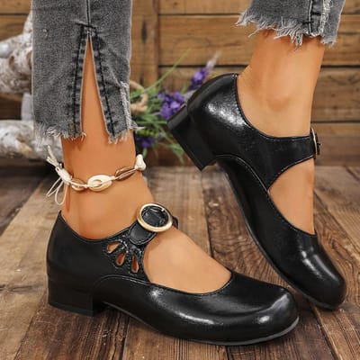 Casual Mary Jane Schoenen met Gespsluiting voor Dames Lente Zomer Comfort Lage Hak Pumps Dames Lichtgewicht Zachte Zool Jurk Schoenen 38