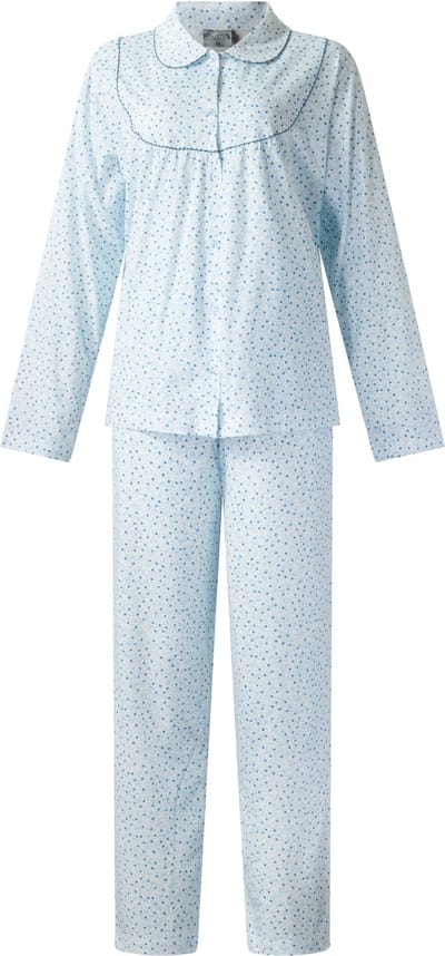 Lunatex - klassieke dames pyjama 124277 - 100% katoen - blauw - maat M